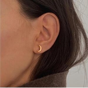 GOLD 14k Gold Plated Crescent Moon Stud Earrings
